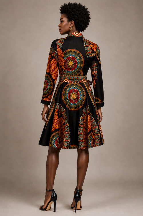 The Amber Medallion Shirt Dress, back view