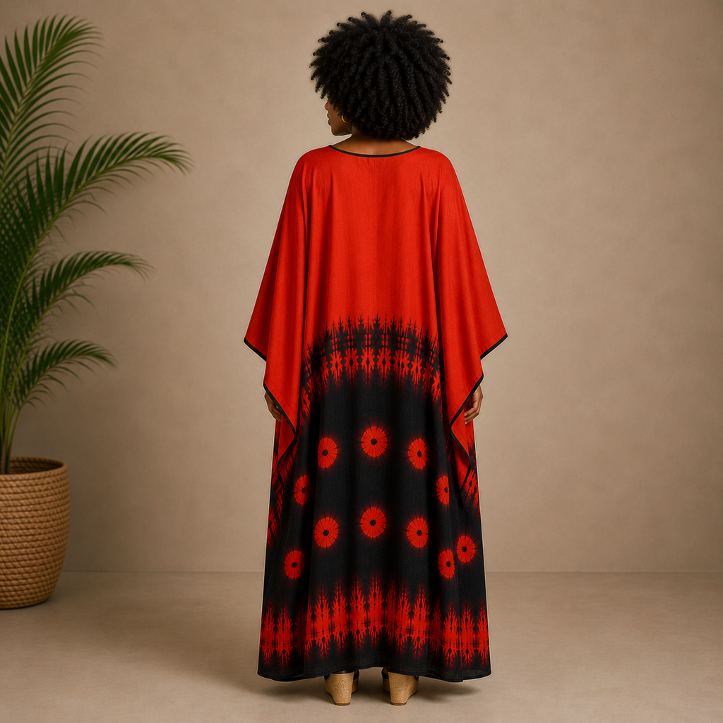 The Crimson Sun Caftan - Back view