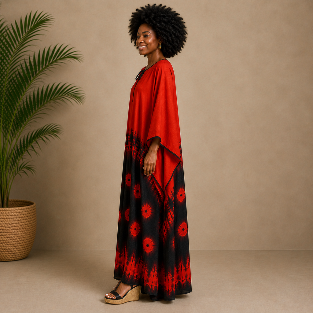 The Crimson Sun Caftan - Side view