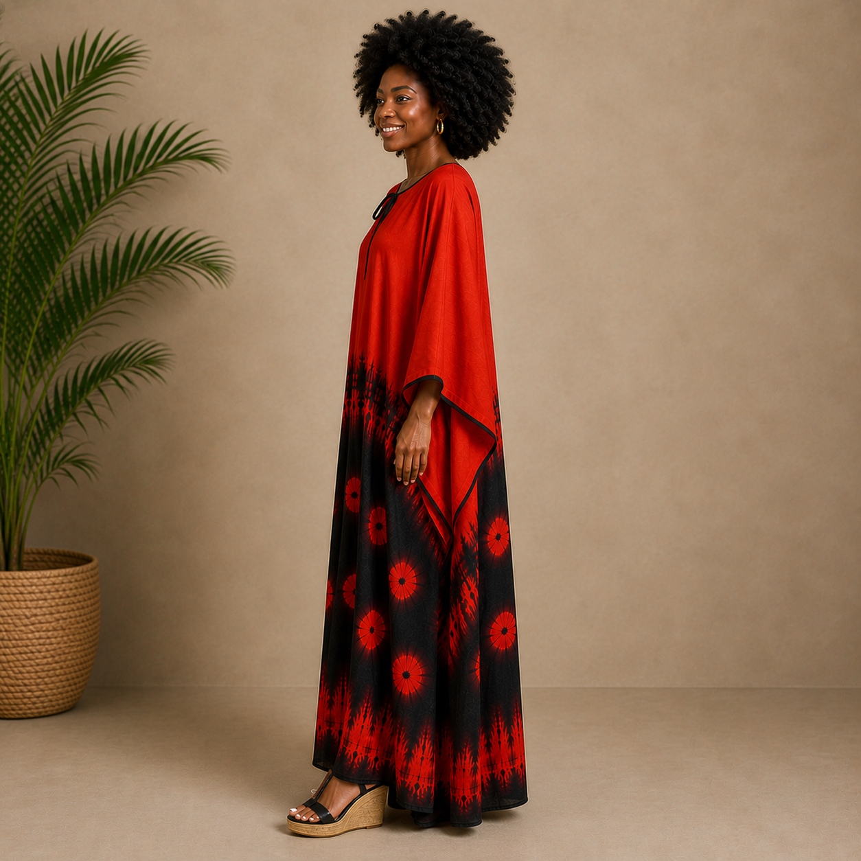 The Crimson Sun Caftan - Side view