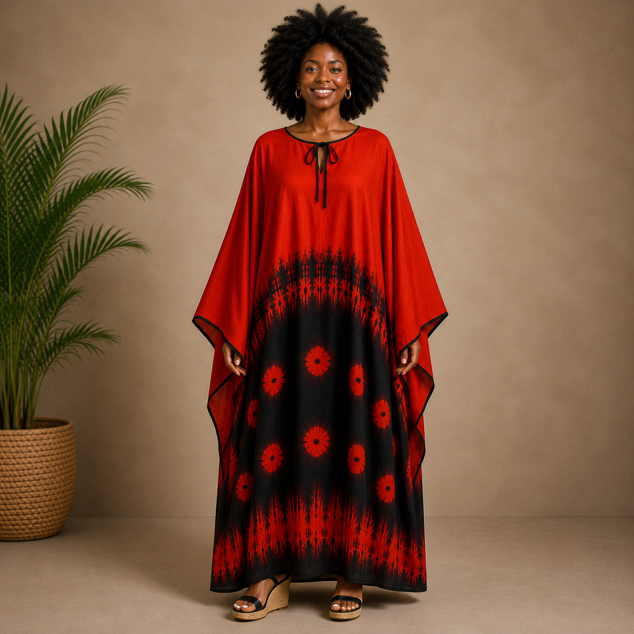 The Crimson Sun Caftan - Front view